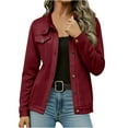 thumbnail image 2 of UQJfacai Womens Faux Suede Jacket Casual Lightweight Button Down Fall Winter Coats Fashion Long Sleeve Outerwear Trendy Clothes, 2 of 8