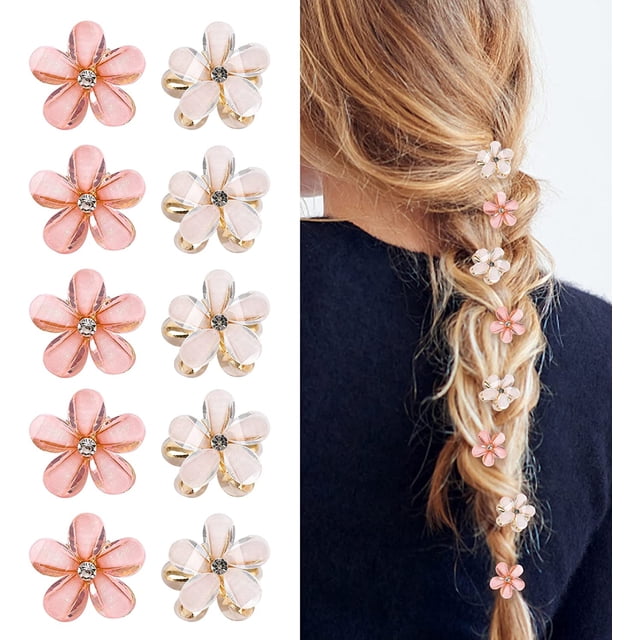 10 Mini pinzas para el cabello de diamantes, pequeñas horquillas para el cabello para dama, niña, mini pinzas suaves para el cabello para todos los días, cumpleaños, bodas (blanco y rosa) ER