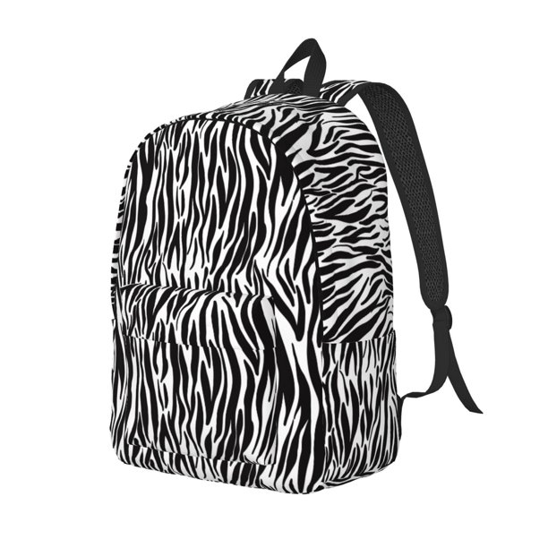 Balery Zebra Mochila Clásica Impresa Básica para Viaje, Mochila Escolar Resistente al Agua, Mochila de Lona con Correas Ajustables-Small