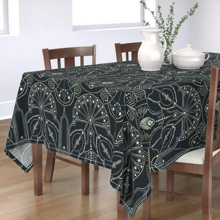 

Cotton Sateen Tablecloth 70 Square - Ornamental Deco Midnight Art 1920S Geometric Glam Look Print Custom Table Linens by Spoonflower