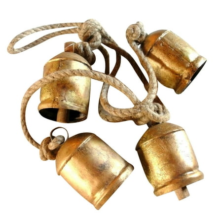 Set Of Bells 4 Bells for Relaxation Wind Chimes Christmas Cowbells Country Hanging Bells with Rope Christmas Garden Bells Vintage Metal Bells Outdoor Harmony
