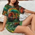 thumbnail image 4 of Balery Chameleon Conjunto de Pijama para Mujer con Estampado, Dos Piezas de Manga Corta y Shorts, Ropa de Dormir Suave con Cuello Redondo y Bolsillos-Small, 4 of 6