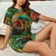 thumbnail image 4 of Balery Chameleon Conjunto de Pijama para Mujer con Estampado, Dos Piezas de Manga Corta y Shorts, Ropa de Dormir Suave con Cuello Redondo y Bolsillos-Small, 4 of 6
