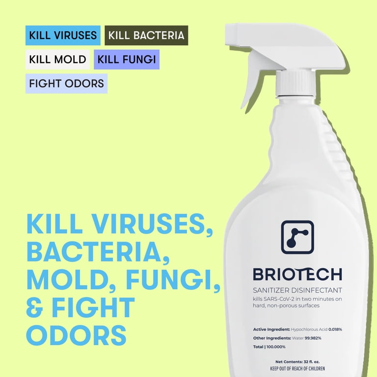 bac water 120ml Briotech Sanitizer Disinfectant, 32 fl oz, Kills SARS-CoV-2 2 min