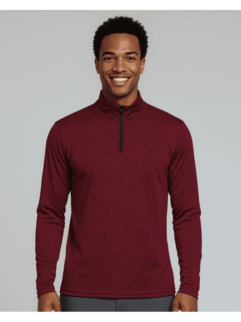 Real Essentials 3pk Men's Dry-Fit Quarter Zip Long Sleeve Pullover