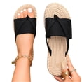 thumbnail image 5 of HTHLVMD Raffia Espadrille Slides, Crisscross Strap Woven Sandals, Beach Woven Slides, Women's Open Toe Thong Dressy Sandals Summer Beach Flip Flops Trendy 2026 Slide Sandals, Black 5.5, 5 of 5
