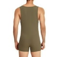 thumbnail image 4 of Men's Colorblock Y-Back Wrestling Singlet Gymnastic Leotard Boxer Bodysuit Party Gift for Boyfriend Army Green S, 4 of 5