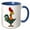Blue/White, variant on 3drose, Funny Cute Colorful Funky Rooster Cartoon, 11oz Two-tone Yellow Mug