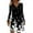 Black, variant on Women's Autumn Winter Long-sleeved Casual V-Neck Midi Dress with Floral Print, Pocket-Free, Black, Size L