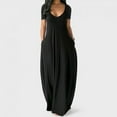 thumbnail image 5 of Lenago Women's Summer Dress Plus Size Deep V-Neck Standard-Fit Short Sleeve Solid Maxi Party Dress, 5 of 7