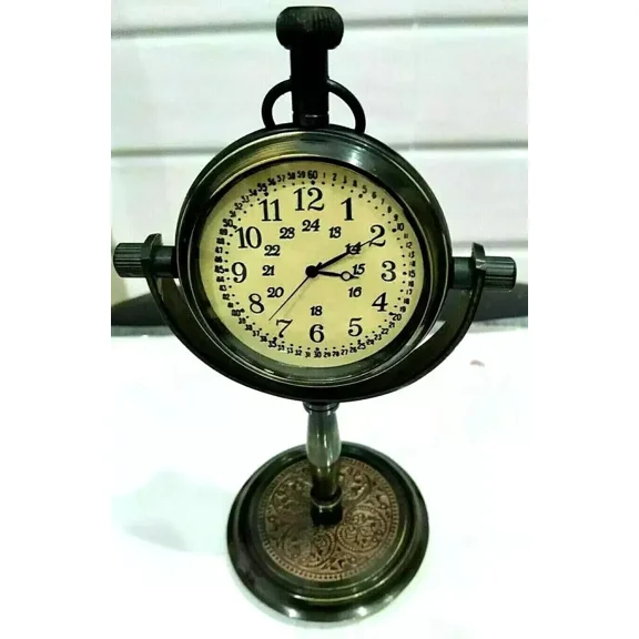 Nautical Vintage Collectible Maritime Antique Brass Desk Clock Table Watch
