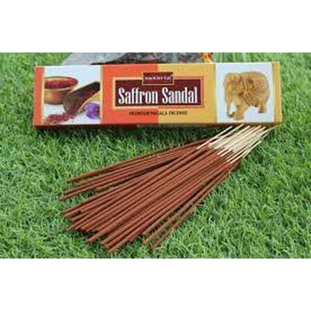 Set de 6 cajas de varillas de incienso de azafrán y sándalo Nandita 50 g