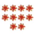 thumbnail image 1 of 10 guirnaldas de flores de Pascua artificiales con purpurina para hacer coronas navideñas. Rojo, 1 of 9
