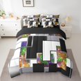 thumbnail image 2 of Erosebridal Geometric Comforter Set With Sheets 7 Piece Queen,Abstract Galaxy Sequins Bedding Set Buffalo Check Grids Bed In A Bag Soft Lightweight Bed Set, 2 of 5