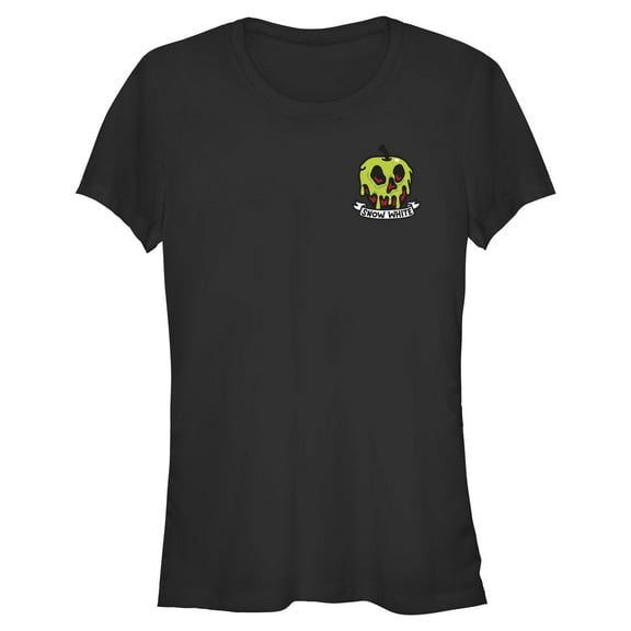 Juniors Snow White and the Seven Dwarfs Small Poison Apple Skull Logo Badge T Shirt