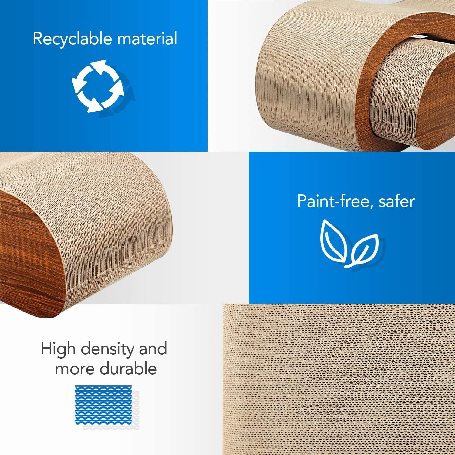 Pefilos 27" 2 in 1 Cat Scratcher Cardboard Lounge Bed, Cat Scratching Post Board Pads, Brown Pefilos 27" 2 in 1 Cat Scratcher Cardboard Lounge Bed, Cat Scratching Post Board Pads, Brown