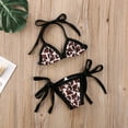 thumbnail image 2 of Kiapeise Baby Girl's Leopard Print Bikini Set Halter Bikini Top + Bikini Shorts, 2 of 6