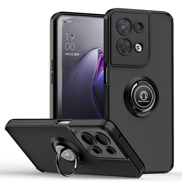 For OPPO Reno 8 Pro Plus Case Matte Hard PC Magnetic Stand Ring Phone Case For OPPO Reno8 Reno 8Pro Shockproof Armor Back Cover black For Reno 8