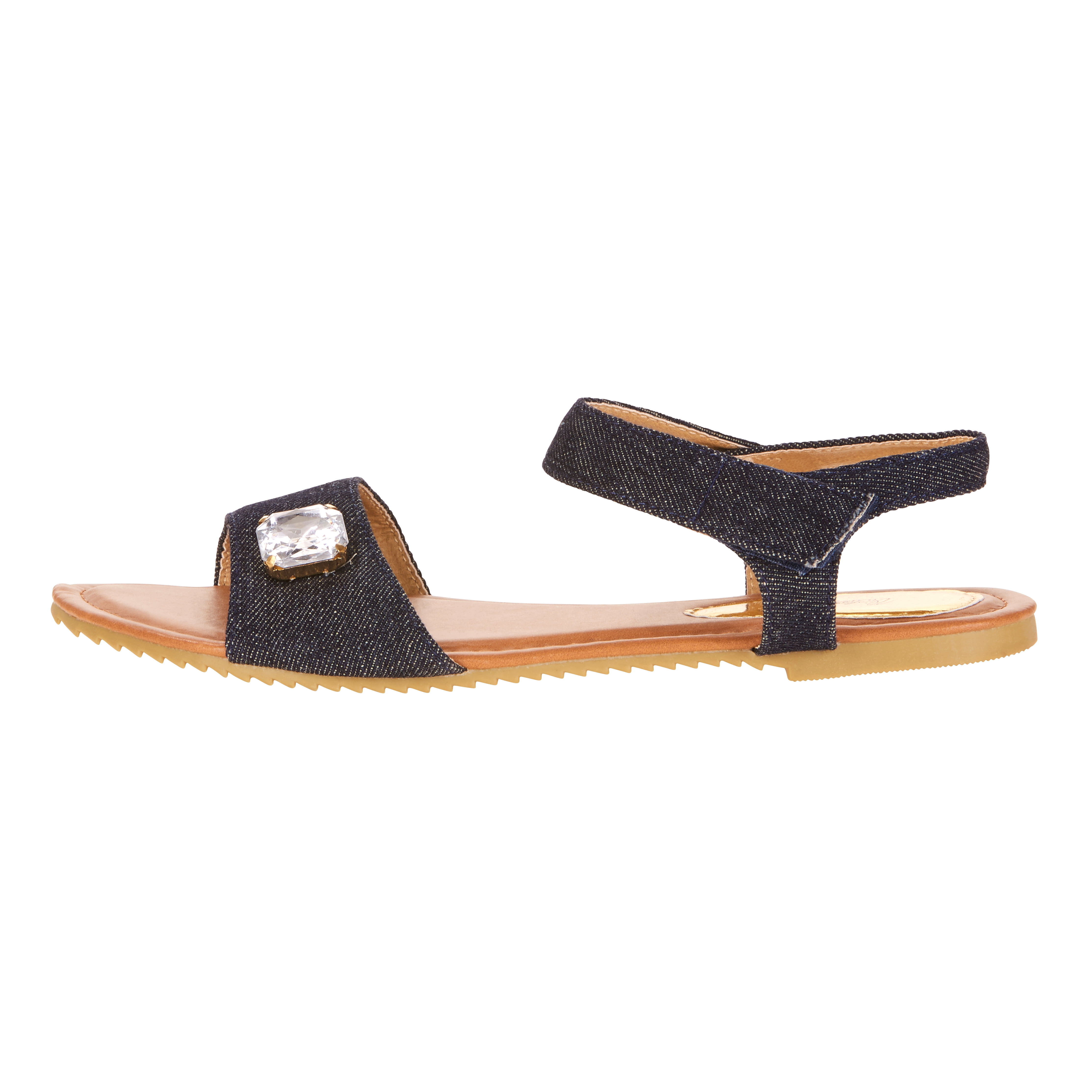 Victoria K Women's Rhinestone Embellished Denim Fashion Sandal