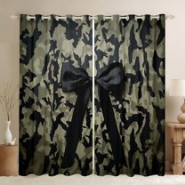 Homewish Abstract Bow-Tie Blackout Curtains Set of 2 (52x84 Each) for Female Men,Black Brown Camouflage Window Curtains,Abstract Splash Curtains and Drapes,Luxury Bedroom Decor