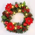 thumbnail image 3 of 16" Christmas Wreath with Lights Battery Operated Prelit Christmas Front Door Wreaths with Mixed Ornaments for Outdoor Party Decorations Home Decor, 3 of 7