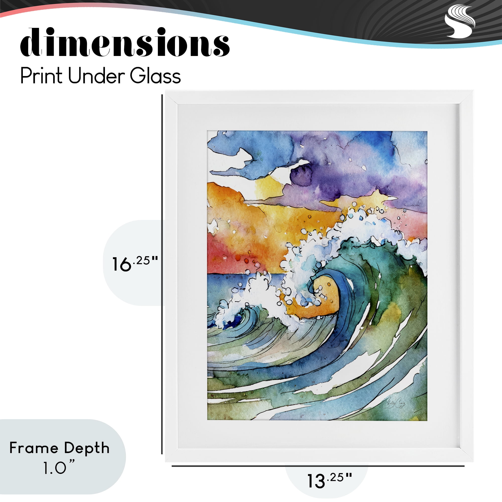 Stupell Industries Vibrant Sunrise Surf White Framed Print Under Glass, design by Shelly Craig