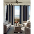 thumbnail image 4 of Blue and Brown Geometric Stripe Pattern Blackout Curtains 63 Inches Long for Bedroom, Thermal Insulated Room Darkening Black Out Window Curtain Panels Grommet Drapes for Living Room, 4 of 8