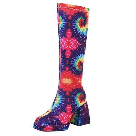 

Wesracia Boots For Women Winter Boots Boots Thigh Fashion Pattern Women s Heels Chunky Long Flowers Animal High Platform Shoes Women s Boots
