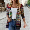 thumbnail image 2 of Ashirexll Womens Winter Coats, Womens Fleece Coats, Colorful Striped Casual Lightweight Cardigan Top Sweater Long Sleeve, 2 of 6