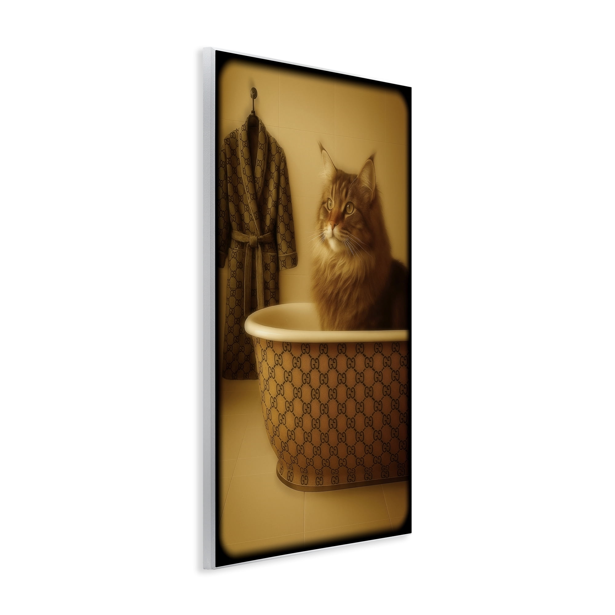 Stupell Industries Couture Main Coon in Luxury Tub Wall Plaque Art, design by Grotto Studios