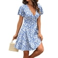 thumbnail image 4 of Hbhpov Women's Summer Causal Dresses V-Neck Short Sleeve Floral Beach Sundress M-2XL, 4 of 6