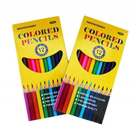 SKKPAPERY 144Pcs Lápices de Colores, Preafilados, 12 Colores, 12Pcs/Caja, Total: 144Pzas. SKKSTATIONERY SKKSTATIONERY