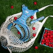 Oodles Blue Tart Cherries Quilted Adjustable Dog Harness, Small