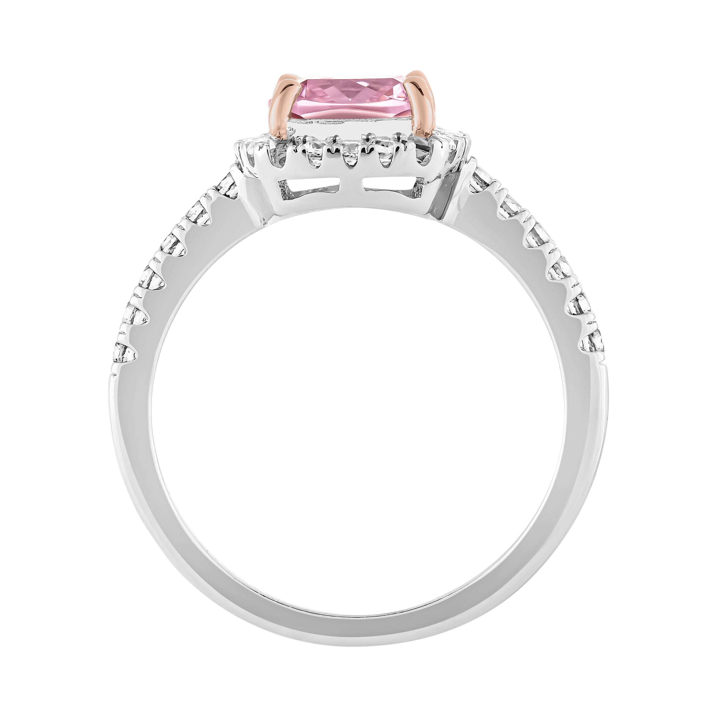 Keepsake Sterling Silver Simulated Pink Diamond and Created White Sapphire Ring with 14K Rose Gold Plated Accent