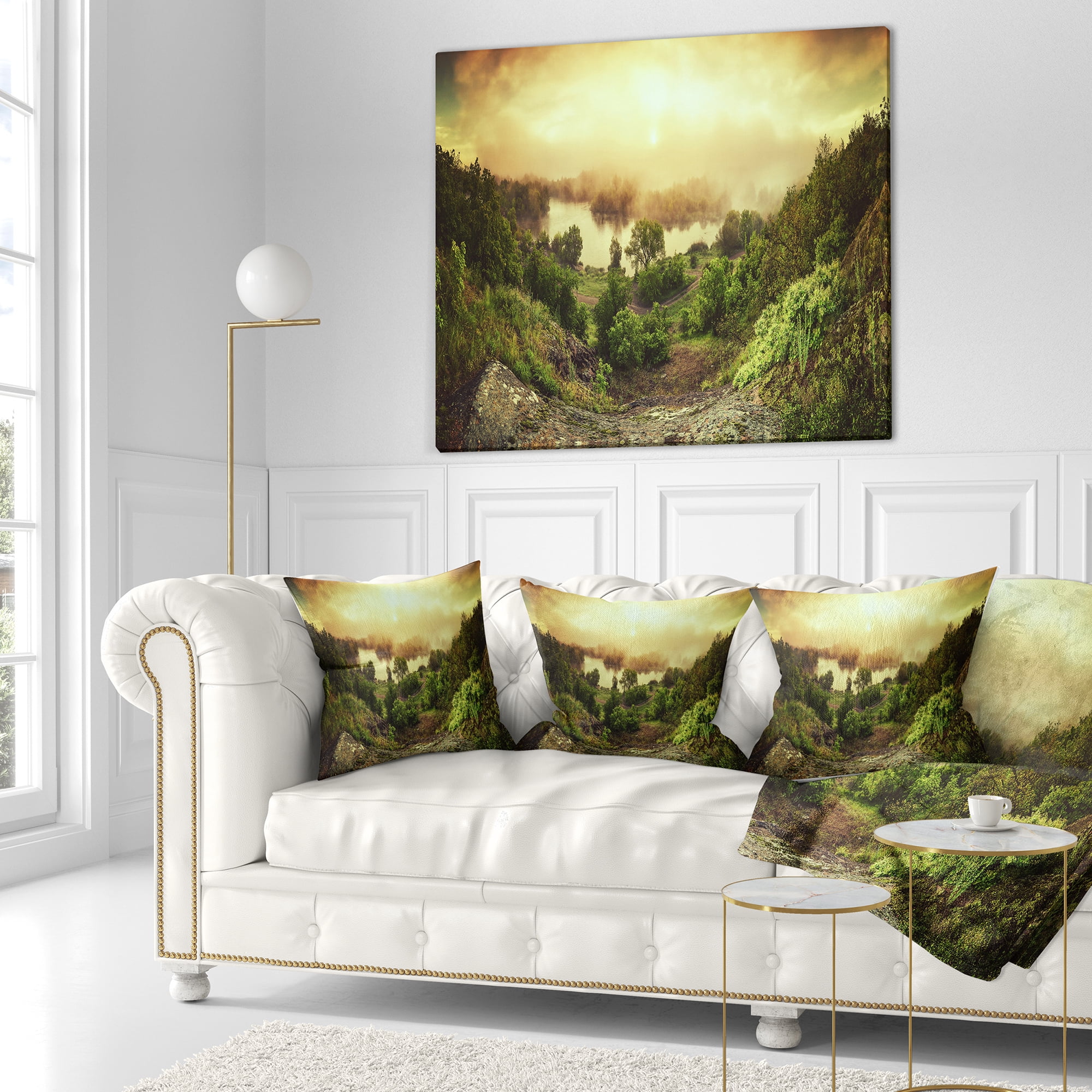 Designart Vintage Raising - Landscape Photography Throw Pillow - 16x16