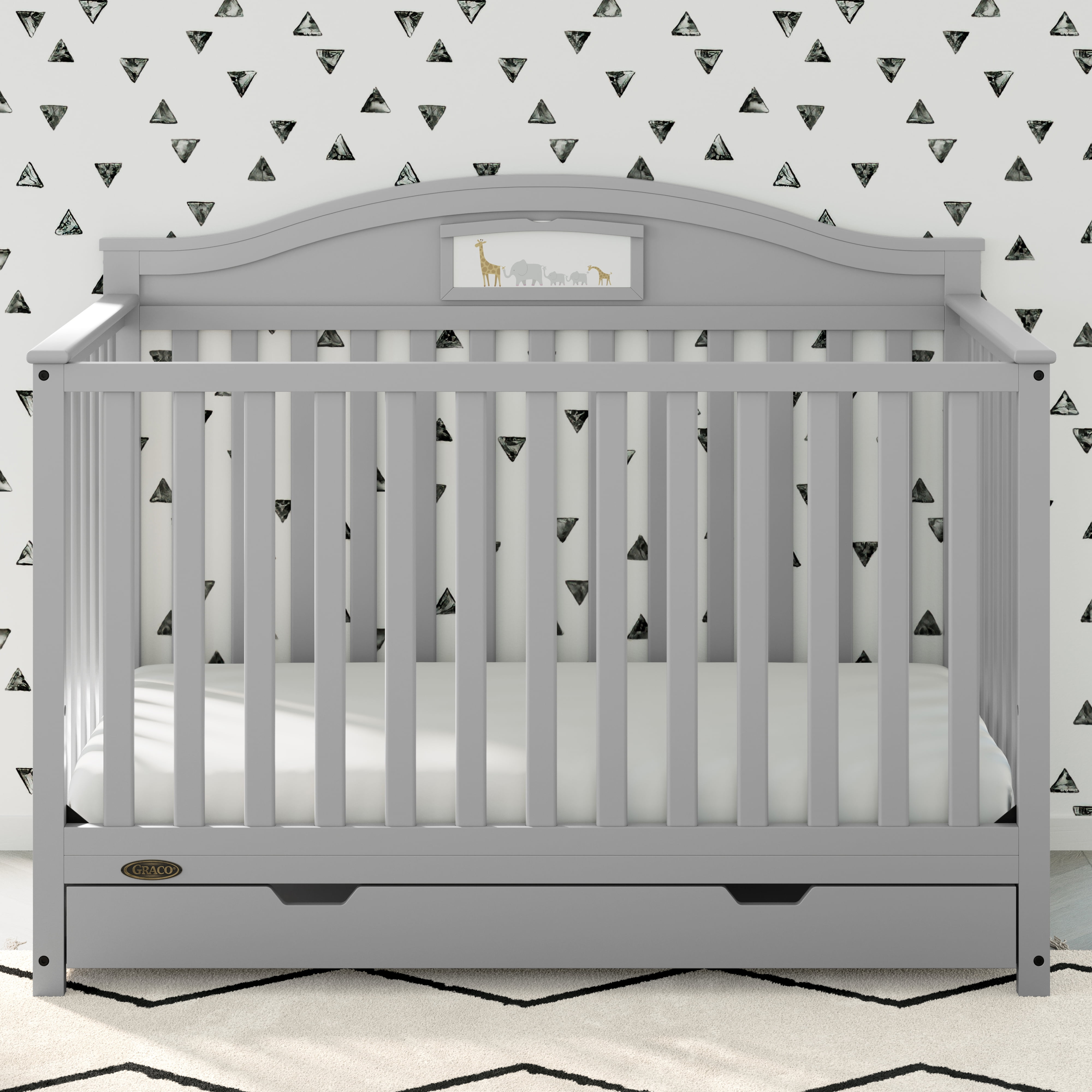 Graco Story 5-in-1 Convertible Baby Crib with Drawer Pebble Gray