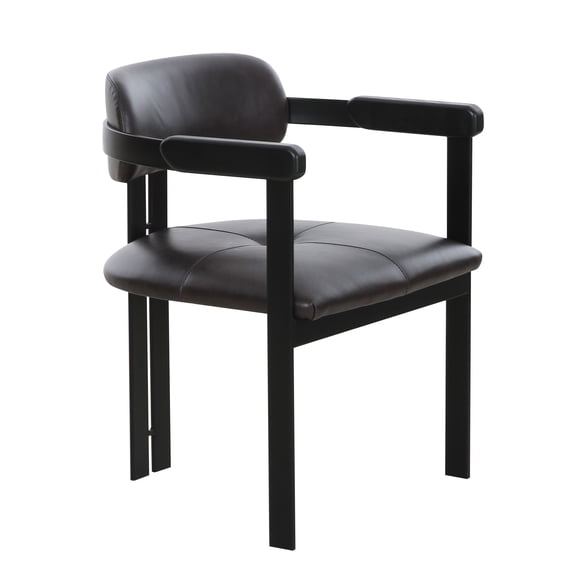 Aneta - Modern Dark Brown Leather   Black Dining Chair