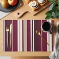 thumbnail image 2 of Rose Red Purple Stripes Placemats Set of 4, Farmhouse Colorful Abstract Lines Placemats for Dining Table, Place Mats for Kitchen Tabletop, Waterproof Wipeable Dining Table Mats Set, 2 of 9
