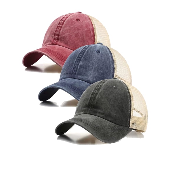 Gorra de béisbol vintage de malla desgastada