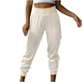 thumbnail image 2 of HUPOM Cropped Pants Women Womens Pants Chinos High Waist Rise Full Straight-Leg Beige S, 2 of 9