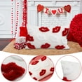 thumbnail image 7 of Red Lips Throw Pillow, White Fluffy Textured, Decorative Cushion, Valentine's Romance Theme for Couch Sofa Home Decor Gift (18X18 Inch), 7 of 7