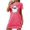 thumbnail image 2 of Wowcloth Women's Halloween Oversized Short Nightgown - Fashion Chest Print Short Sleeve Sleep Dress, 2 of 5