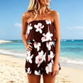 thumbnail image 2 of Gyexs Strapless Jumpsuits for Women Boho Floral Summer Casual Rompers 2026 Beach Vacation Clothes, Brown Size S, 2 of 5