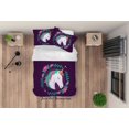 thumbnail image 3 of 3D Púrpura Oscuro Unicornio Floral Funda de edredón Set de Ropa de Cama Funda Nórdica, 3 of 3