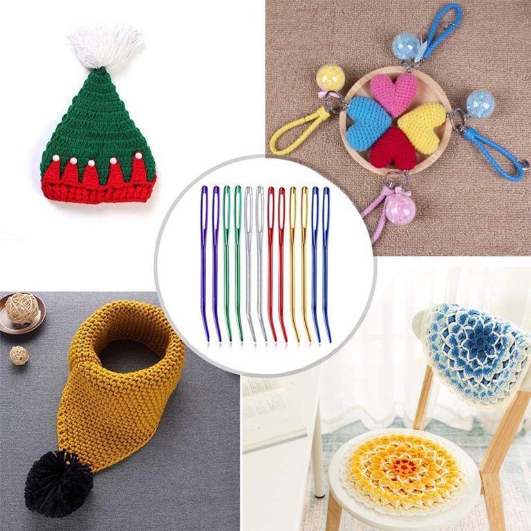 RORGETO 2Pcs/Set Multicolour Large Eye Curved Needle Sweater Stitching  Needle Yarn Knitting Needles Weaving Needle Sewing Tool - AliExpress
