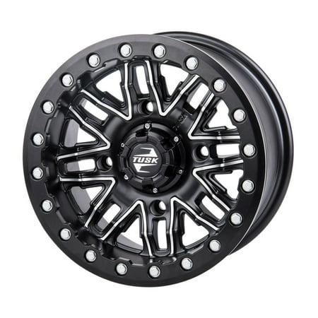 4/156 Tusk Nebo Beadlock Wheel 14x7 4.0 + 3.0 Machined/Black for Kawasaki Mule Pro-Fxt 1000 Platinum Ranch Edition 2024-2025