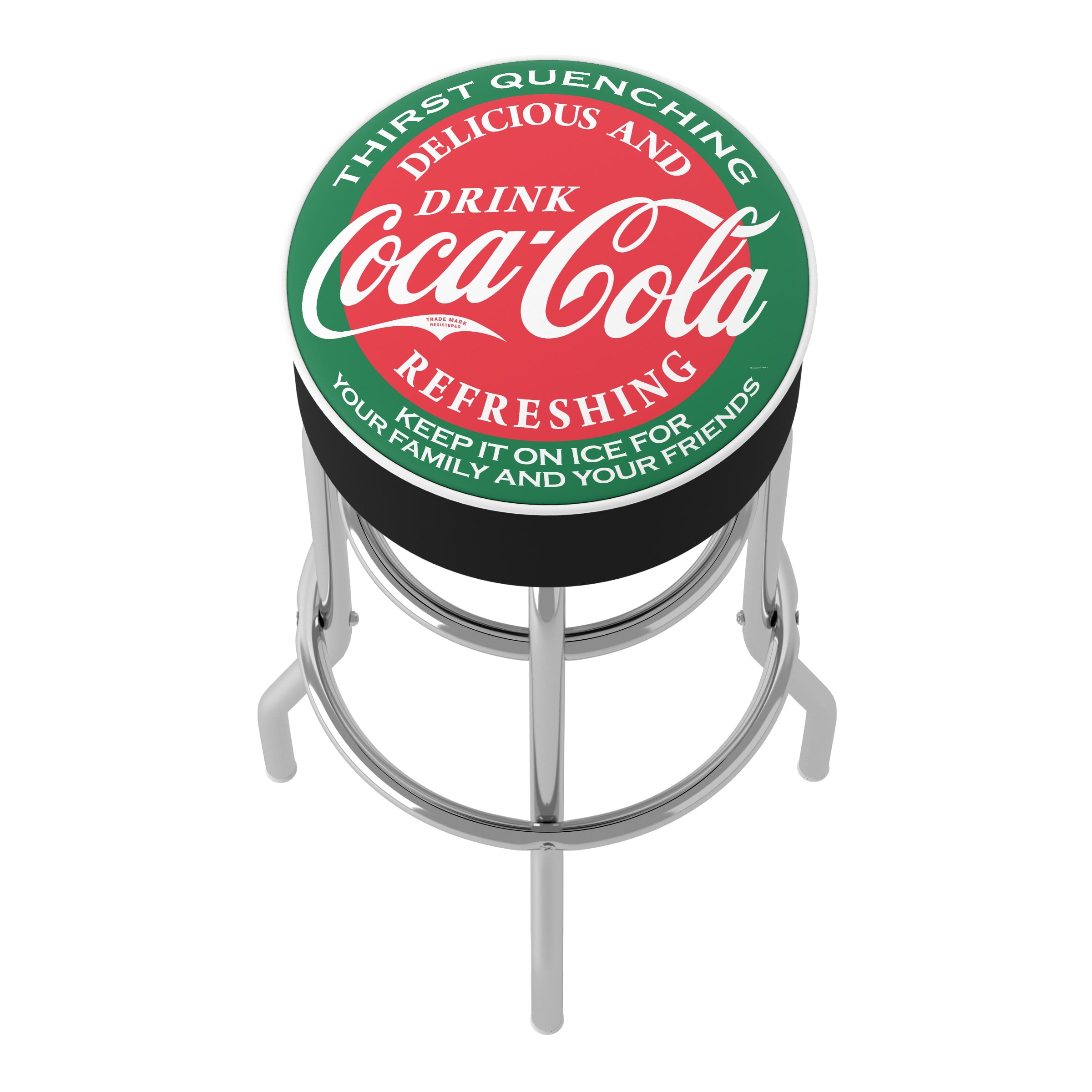 Trademark Gameroom Coca-Cola Red & Green Bar Stool with Padded Seat
