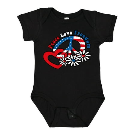 

Inktastic Peace Love Freedom Girls Baby Bodysuit