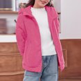 thumbnail image 4 of Girls Sherpa Fleece Jacket Full Zip Long Sleeve Stand Collar Outerwear Soft Fluffy Warm Casual Winter Coat for Kids, 4 of 8