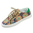 thumbnail image 6 of Womens Canvas Shoes VIntage Bohemian Print Lace up Tennis Shoes Low Top Fashion Sneakers Casual Skateboard Athletic Shoes Gold Size 8.5, 6 of 6